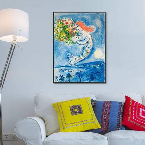 INVIN ART Framed Canvas Giclee Print Art Nice Soleil Fleurs(Sunshine Flowers) by Marc Chagall Wall Art Living Room Home Office Decorations