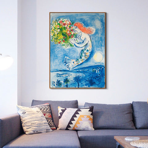 INVIN ART Framed Canvas Giclee Print Art Nice Soleil Fleurs(Sunshine Flowers) by Marc Chagall Wall Art Living Room Home Office Decorations