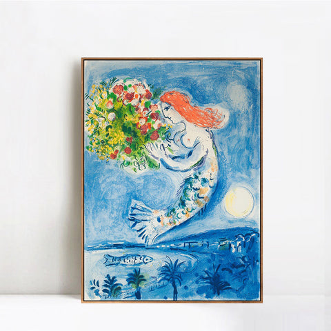 INVIN ART Framed Canvas Giclee Print Art Nice Soleil Fleurs(Sunshine Flowers) by Marc Chagall Wall Art Living Room Home Office Decorations