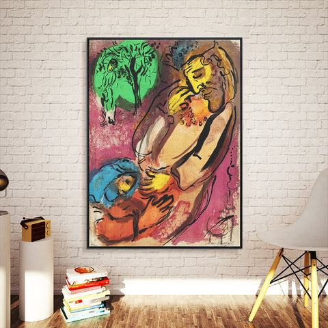 INVIN ART Framed Canvas Giclee Print Art Beging by Marc Chagall Wall Art Living Room Home Office Decorations