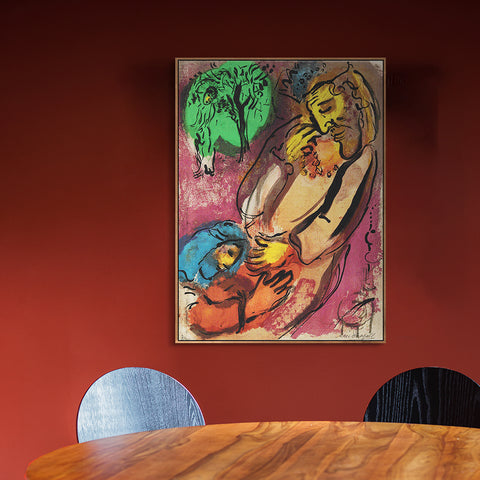 INVIN ART Framed Canvas Giclee Print Art Beging by Marc Chagall Wall Art Living Room Home Office Decorations