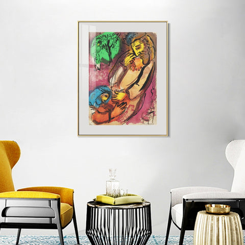 INVIN ART Mental Framed Canvas Giclee Print Art Beging by Marc Chagall Wall Art Living Room Home Office Decorations
