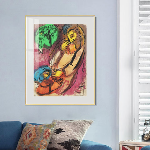 INVIN ART Mental Framed Canvas Giclee Print Art Beging by Marc Chagall Wall Art Living Room Home Office Decorations