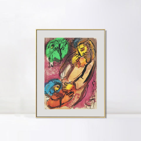 INVIN ART Mental Framed Canvas Giclee Print Art Beging by Marc Chagall Wall Art Living Room Home Office Decorations