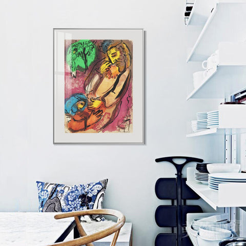 INVIN ART Mental Framed Canvas Giclee Print Art Beging by Marc Chagall Wall Art Living Room Home Office Decorations