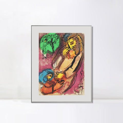 INVIN ART Mental Framed Canvas Giclee Print Art Beging by Marc Chagall Wall Art Living Room Home Office Decorations