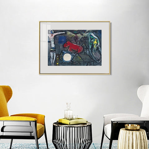 INVIN ART Mental Framed Canvas Giclee Print Art Series#31 by Marc Chagall Wall Art Living Room Home Office Decorations