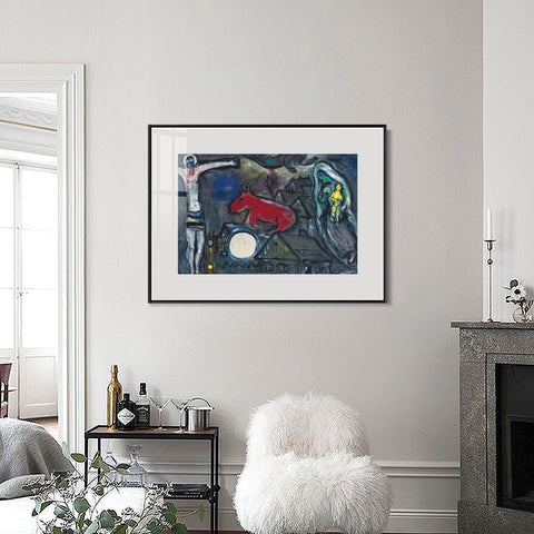 INVIN ART Mental Framed Canvas Giclee Print Art Series#31 by Marc Chagall Wall Art Living Room Home Office Decorations
