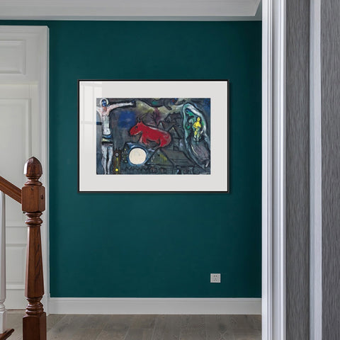 INVIN ART Mental Framed Canvas Giclee Print Art Series#31 by Marc Chagall Wall Art Living Room Home Office Decorations