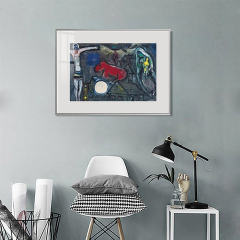 INVIN ART Mental Framed Canvas Giclee Print Art Series#31 by Marc Chagall Wall Art Living Room Home Office Decorations