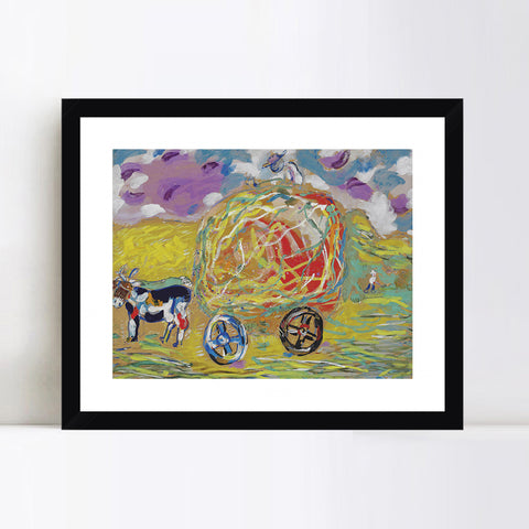INVIN ART Framed Canvas Giclee Print Art Carriage by Marc Chagall Wall Art Living Room Home Office Decorations
