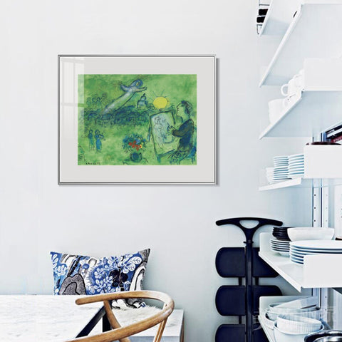 INVIN ART Mental Framed Canvas Giclee Print Art Series#33 by Marc Chagall Wall Art Living Room Home Office Decorations