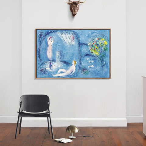 INVIN ART Framed Canvas Giclee Print Art Bath by Marc Chagall Wall Art Living Room Home Office Decorations