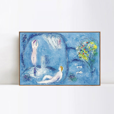 INVIN ART Framed Canvas Giclee Print Art Bath by Marc Chagall Wall Art Living Room Home Office Decorations