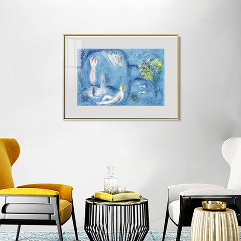 INVIN ART Mental Framed Canvas Giclee Print Art Bath by Marc Chagall Wall Art Living Room Home Office Decorations