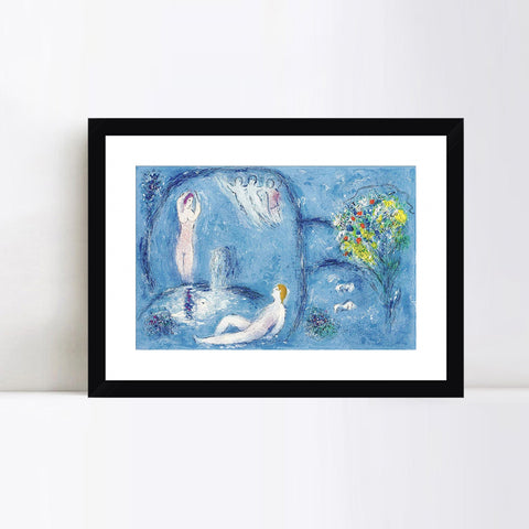 INVIN ART Framed Canvas Giclee Print Art Bath by Marc Chagall Wall Art Living Room Home Office Decorations