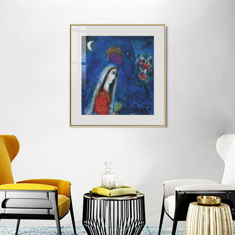 INVIN ART Mental Framed Canvas Giclee Print Art Bride by Marc Chagall Wall Art Living Room Home Office Decorations