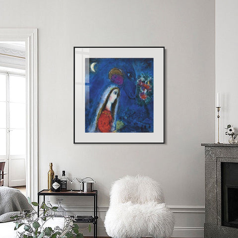 INVIN ART Mental Framed Canvas Giclee Print Art Bride by Marc Chagall Wall Art Living Room Home Office Decorations