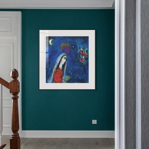 INVIN ART Mental Framed Canvas Giclee Print Art Bride by Marc Chagall Wall Art Living Room Home Office Decorations
