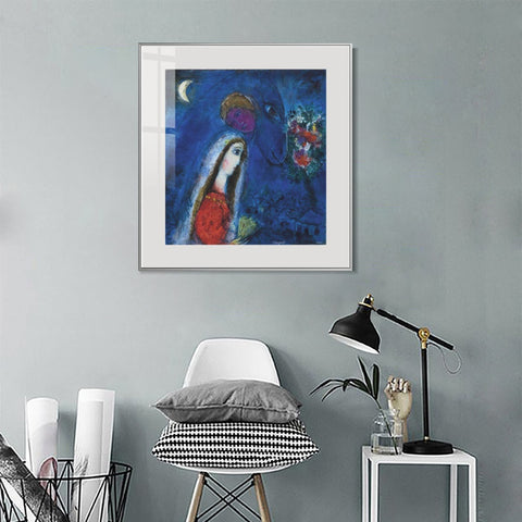 INVIN ART Mental Framed Canvas Giclee Print Art Bride by Marc Chagall Wall Art Living Room Home Office Decorations