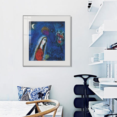 INVIN ART Mental Framed Canvas Giclee Print Art Bride by Marc Chagall Wall Art Living Room Home Office Decorations