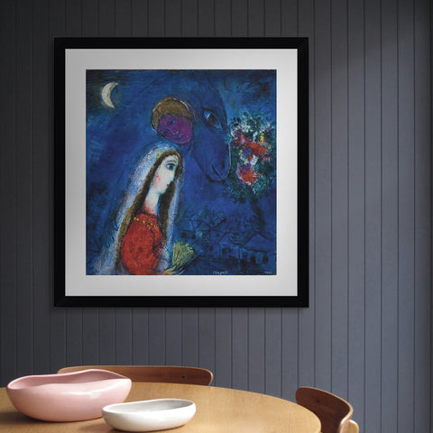 INVIN ART Framed Canvas Giclee Print Art Bride by Marc Chagall Wall Art Living Room Home Office Decorations