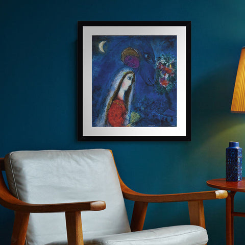 INVIN ART Framed Canvas Giclee Print Art Bride by Marc Chagall Wall Art Living Room Home Office Decorations