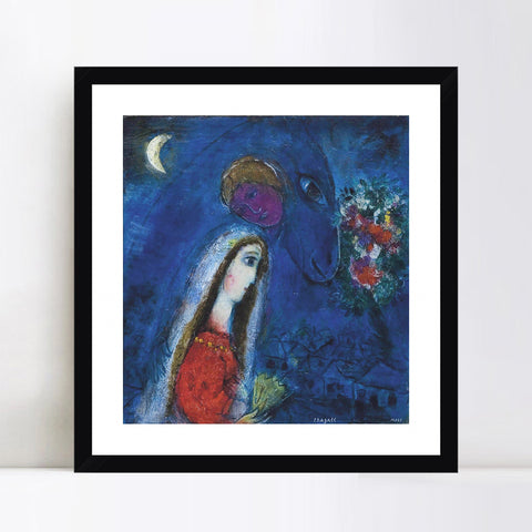 INVIN ART Framed Canvas Giclee Print Art Bride by Marc Chagall Wall Art Living Room Home Office Decorations