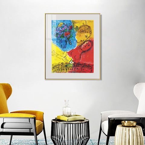 INVIN ART Mental Framed Canvas Giclee Print Art Chasing by Marc Chagall Wall Art Living Room Home Office Decorations