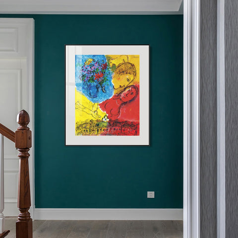 INVIN ART Mental Framed Canvas Giclee Print Art Chasing by Marc Chagall Wall Art Living Room Home Office Decorations