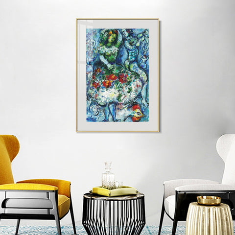 INVIN ART Mental Framed Canvas Giclee Print Art Dance-hostest by Marc Chagall Wall Art Living Room Home Office Decorations