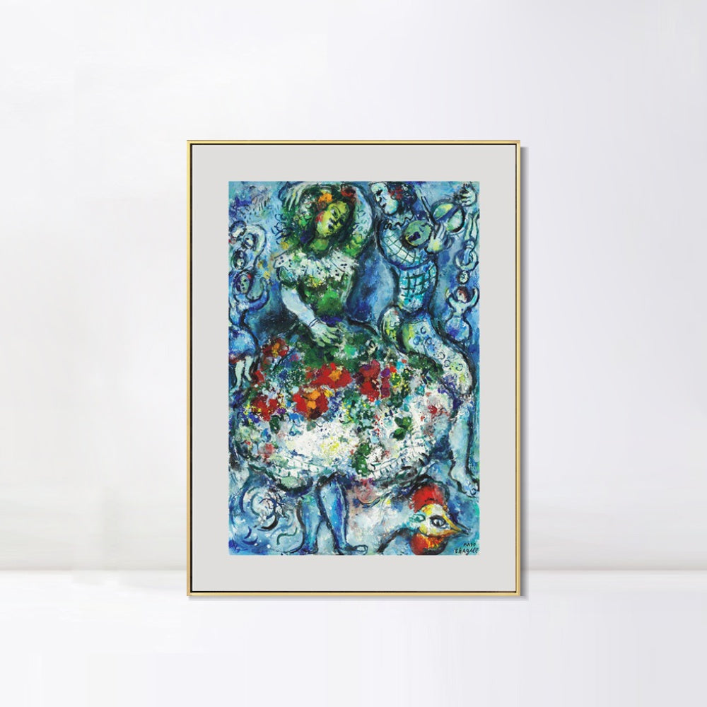 INVIN ART Mental Framed Canvas Giclee Print Art Dance-hostest by Marc Chagall Wall Art Living Room Home Office Decorations