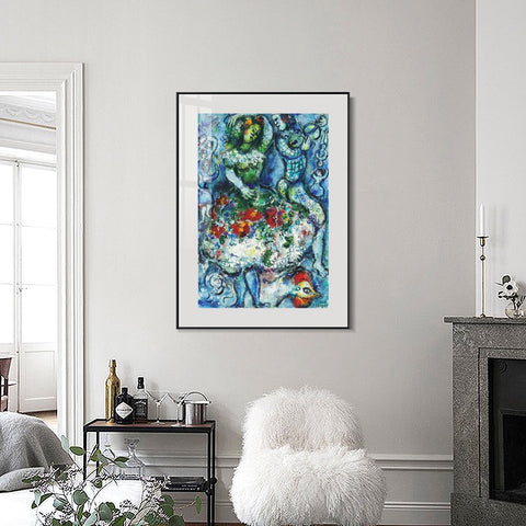 INVIN ART Mental Framed Canvas Giclee Print Art Dance-hostest by Marc Chagall Wall Art Living Room Home Office Decorations