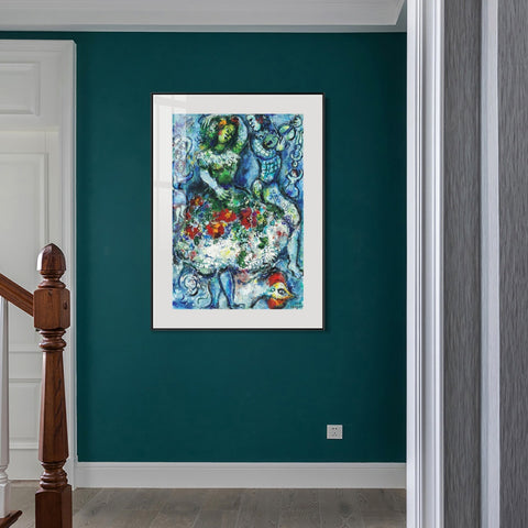 INVIN ART Mental Framed Canvas Giclee Print Art Dance-hostest by Marc Chagall Wall Art Living Room Home Office Decorations