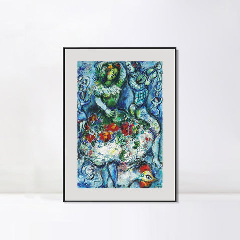 INVIN ART Mental Framed Canvas Giclee Print Art Dance-hostest by Marc Chagall Wall Art Living Room Home Office Decorations
