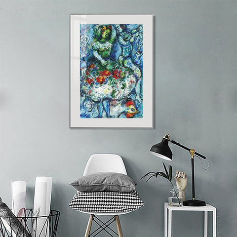 INVIN ART Mental Framed Canvas Giclee Print Art Dance-hostest by Marc Chagall Wall Art Living Room Home Office Decorations