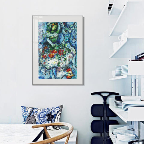 INVIN ART Mental Framed Canvas Giclee Print Art Dance-hostest by Marc Chagall Wall Art Living Room Home Office Decorations