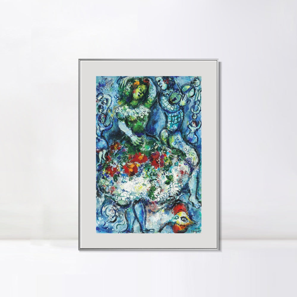 INVIN ART Mental Framed Canvas Giclee Print Art Dance-hostest by Marc Chagall Wall Art Living Room Home Office Decorations