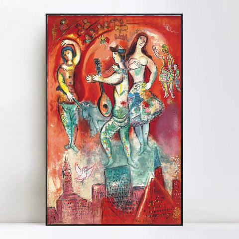 INVIN ART Framed Canvas Giclee Print Art Carmen by Marc Chagall Wall Art Living Room Home Office Decorations