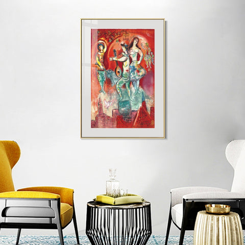 INVIN ART Mental Framed Canvas Giclee Print Art Carmen by Marc Chagall Wall Art Living Room Home Office Decorations