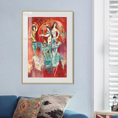 INVIN ART Mental Framed Canvas Giclee Print Art Carmen by Marc Chagall Wall Art Living Room Home Office Decorations