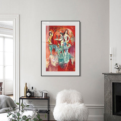 INVIN ART Mental Framed Canvas Giclee Print Art Carmen by Marc Chagall Wall Art Living Room Home Office Decorations