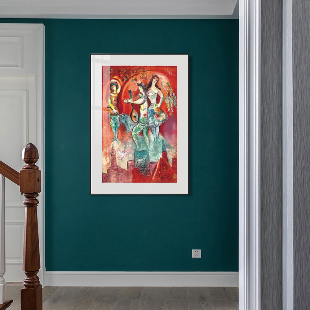 INVIN ART Mental Framed Canvas Giclee Print Art Carmen by Marc Chagall Wall Art Living Room Home Office Decorations