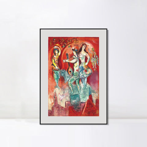 INVIN ART Mental Framed Canvas Giclee Print Art Carmen by Marc Chagall Wall Art Living Room Home Office Decorations