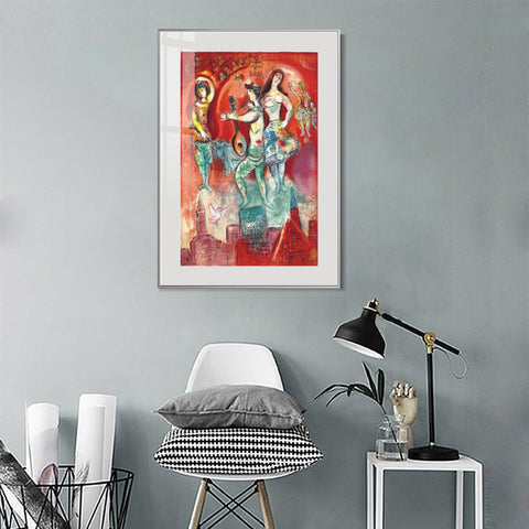 INVIN ART Mental Framed Canvas Giclee Print Art Carmen by Marc Chagall Wall Art Living Room Home Office Decorations