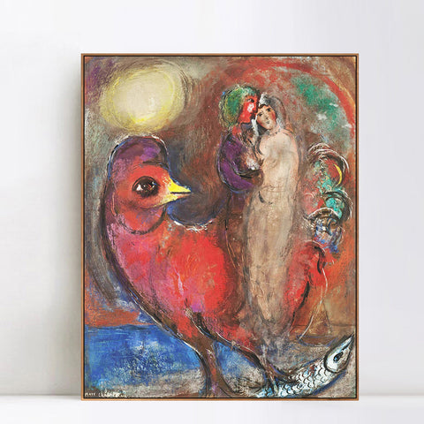 INVIN ART Framed Canvas Giclee Print Art Dream on the Bird by Marc Chagall Wall Art Living Room Home Office Decorations