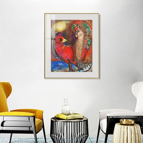 INVIN ART Mental Framed Canvas Giclee Print Art Dream on the bird by Marc Chagall Wall Art Living Room Home Office Decorations