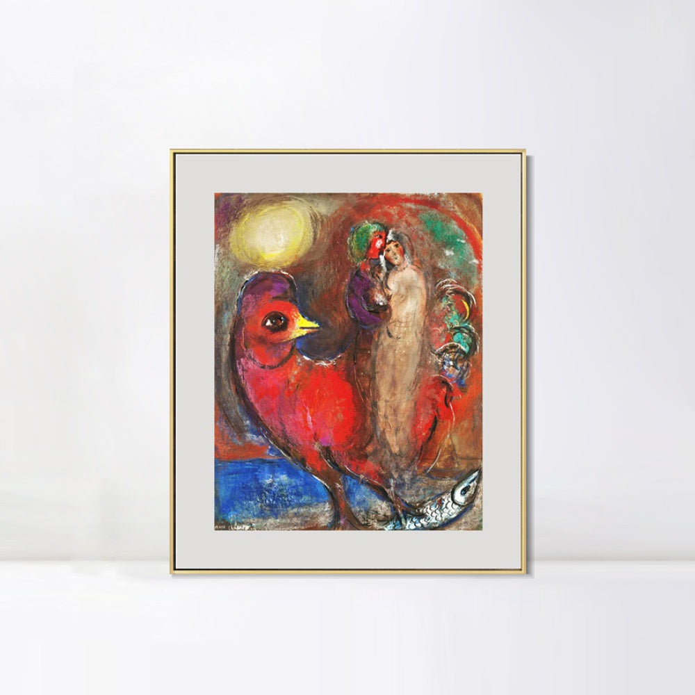 INVIN ART Mental Framed Canvas Giclee Print Art Dream on the bird by Marc Chagall Wall Art Living Room Home Office Decorations