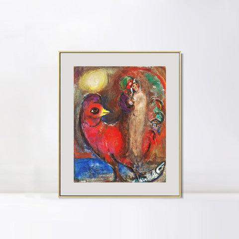 INVIN ART Mental Framed Canvas Giclee Print Art Dream on the bird by Marc Chagall Wall Art Living Room Home Office Decorations