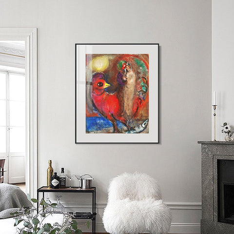 INVIN ART Mental Framed Canvas Giclee Print Art Dream on the bird by Marc Chagall Wall Art Living Room Home Office Decorations